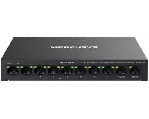 MERCUSYS switch MS110CMP (10x100Mb/s,8xPoE+,115W,fanless)