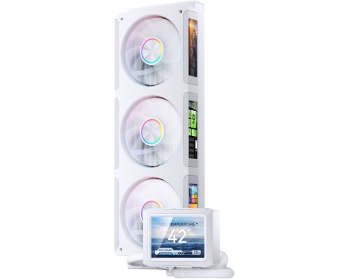 Jonsbo TF3-360SCW AiO wodne, ARGB, 3,5” + 3x 3,38” LCD 360mm, White