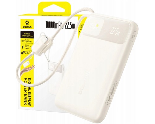 Baseus Baseus EnerFill FC11 10000mAh 22.5W  wyświetlaczem cyfrowym i dwoma wbudowanymi kablami - beżowy