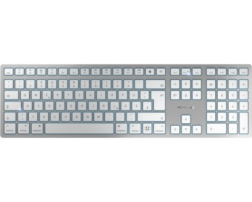Cherry CHERRY KW 9100 SLIM FOR MAC klawiatura USB + Bluetooth QWERTZ Niemiecki Srebrny