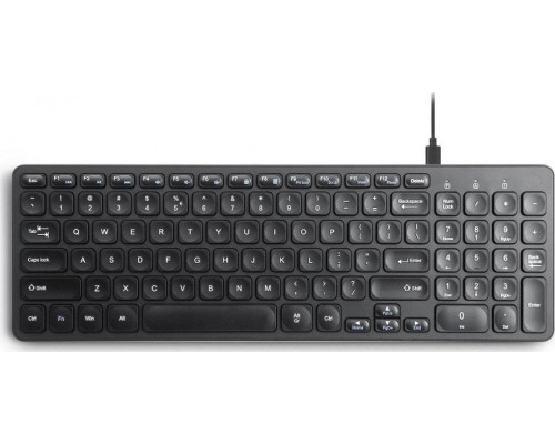 Perixx przewodowa Perixx PERIBOARD-215 scissor, ultra-flat, czarna, 4x HUB (2x USB-A, 2x USB-C)