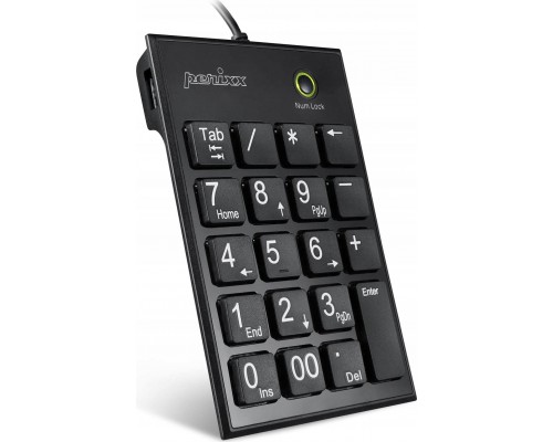 Perixx PERIPAD-202 H, USB number pad with 2-port hub, black