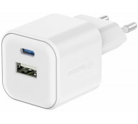 Travel Charger Gan 1X USB-C 20W PD + 1X USB-A 18W QC White