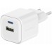Travel Charger Gan 1X USB-C 20W PD + 1X USB-A 18W QC White
