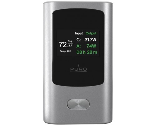 Puro 10000mAh, 1xUSB-A + 1x USB-C, 45W, con Display, Grigio Scuro