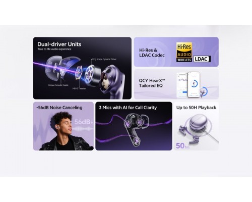 QCY TWS MeloBuds N70 (Purple)
