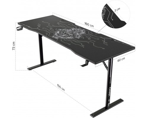 Gaming galds gamingowe Cobra X-Mate CRF160BK + mata, 160 cm