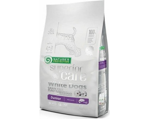 Nature’s Protection Nature's Protection Superior Care White Dogs Grain Free Salmon Junior All Breeds visų veislių balto kailio jaunų šuniukų maistas, 1.5 kg