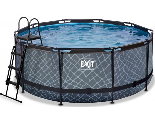 Exit Exit Toys Stone Pool, Frame Pool O 360x122cm, swimming pool (grey, with filter pump)