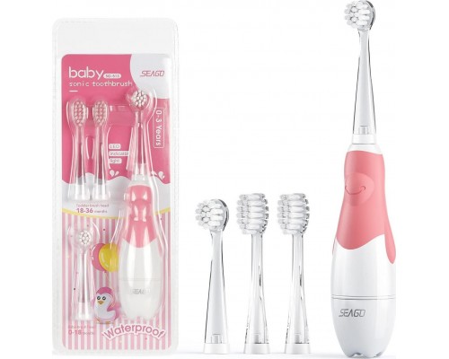 Brush Seago Brush sonic dla dzieci SEAGO, color pink, 1xAAA 1,5V (brak w zestawie), 4 końcówki, SG-513 Pink