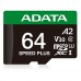 SD  ADATA Speed Plus MicroSDXC 64 GB Class 3 UHS-I/U3 A2 V30 (UD64GUI3V30A2SP-RA1)