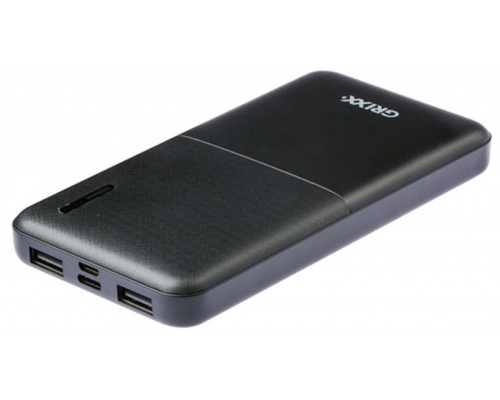 Grixx 10000mAh Micro USB & USB-C Black
