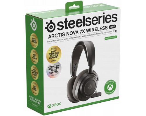 SteelSeries Arctis Nova 7X Wireless Gen 2 Zestaw słuchawkowy Bezprzewodowy Opaska na głowę Gaming Bluetooth Czarny