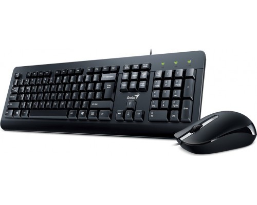Genius Genius KM-160,keyboard set with optical mouse, CZ/SK, classic, waterproof wired type (USB), black,
