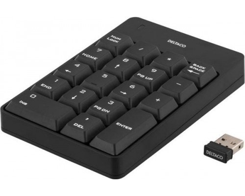 Deltaco Klaviatūra DELTACO USB bevielė, skaičių, juoda / TB-144