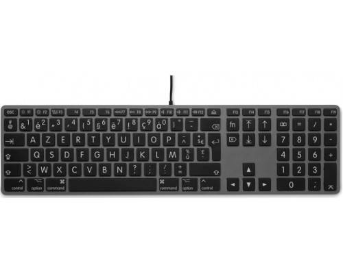 LMP Large Font USB Keyboard 110 keys wired USB keyboard with 2x USB and aluminum upper cover - French AZERTY - space gray
