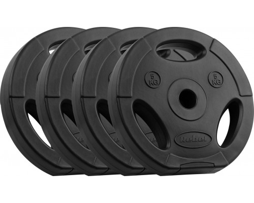 Rebel Bitumena slodžu komplekts 4x5kg, caurums 31mm, disks ar rokturi, REBEL ACTIVE