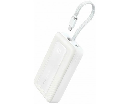 Anker Power Bank, Built-In USB-C Cable, 30W | A1688H21 | 10000 mAh | White