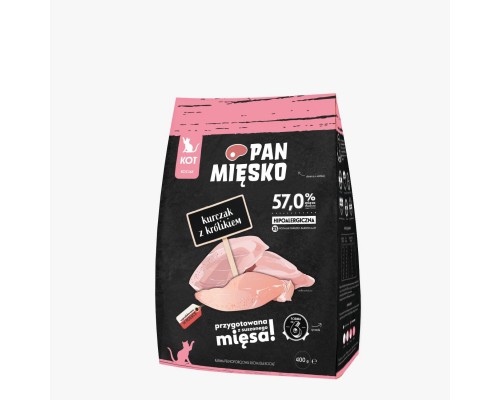 Pan Mięsko Food sucha dla kota chicken z królikiem (kociak) chrupki XS 400g