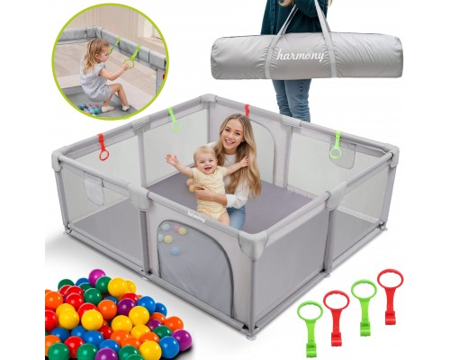 King Kids KOJEC DZIECIĘCY 150x180 cm PLAC ZABAW SUCHY BASEN UCHWYTY I 50 PIŁEK