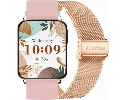 Smartwatch Gravity Smartwatch Różowe Gold Rose 2 Paski GT26-1