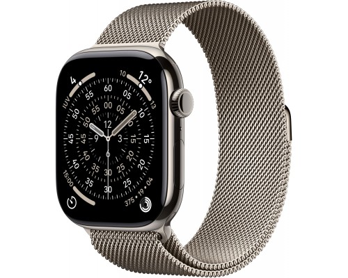 Watch Series 11 GPS + Cellular koperta 46 mm z tytanu w kolorze naturalnym, bransoleta mediolańska w kolorze naturalnym - rozmiar S/M