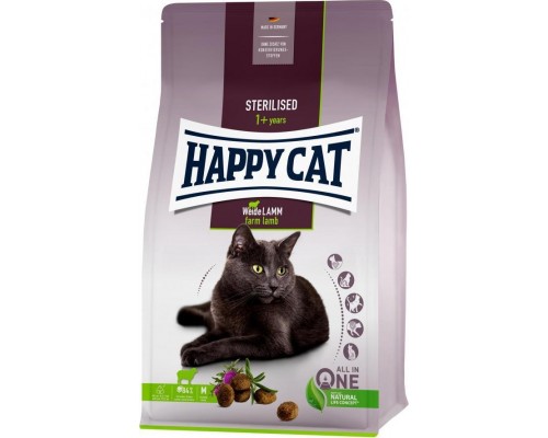 Happy Cat Sterilised Farm Lamb, sucha karma, dla kotów po sterylizacji, lamb, 1,3 kg, worek
