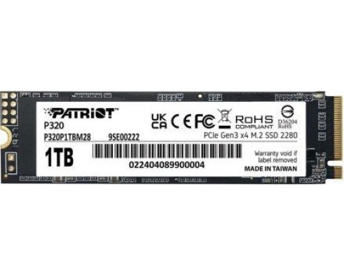 SSD Patriot P320 1TB M.2 2280 PCI-E x4 Gen3 NVMe (P320P1TBM28)