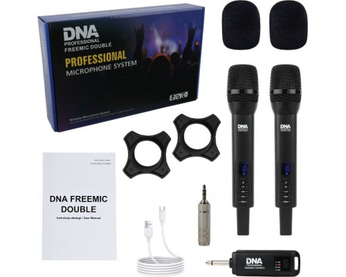 DNA 2x MIKROFONY BEZPRZEWODOWE 2x NADAJNIKI DORĘCZNE 2.4 GHz DO 30 METRÓW