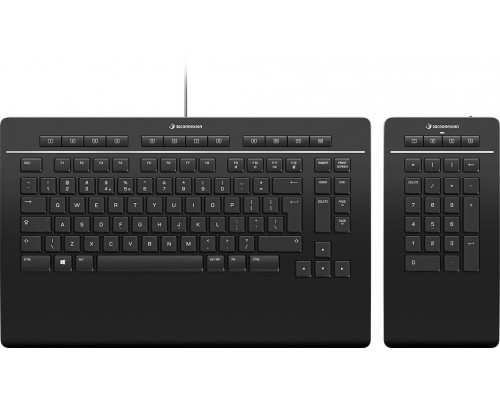 3Dconnexion Klaviatūra Pro with Numpad - Full-size (100%) - USB + RF belaidė + Bluetooth - Scissor key switch - QWERTY - Juodas