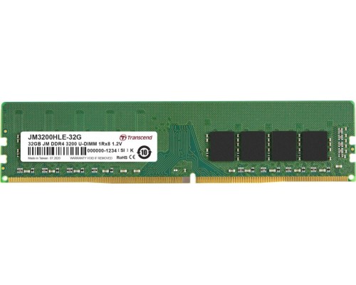 Transcend JetRam, DDR4, 32 GB, 3200MHz, CL22 (JM3200HLE-32G)