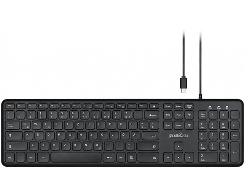 Perixx PERIBOARD-210, DE, USB-C, wired, silent keys, black (układ niemiecki)