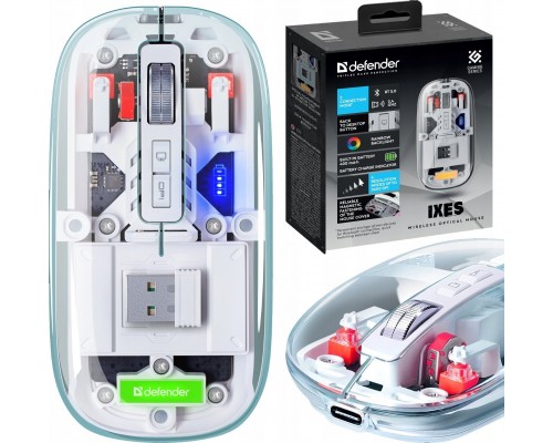 Defender IXES MM-999 2400dpi 2.4GHz + Bluetooth AKUMULATOR bezklikowa silent