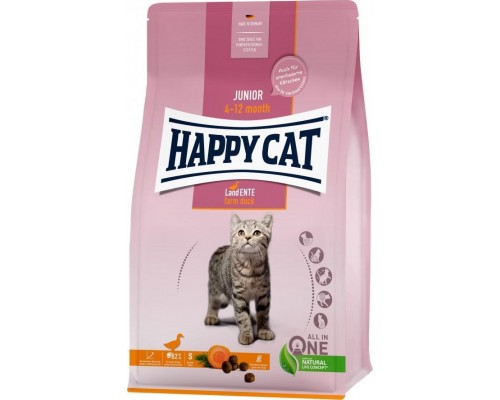 Happy Cat Junior Farm Duck, sucha karma, dla kociąt w wieku 4-12 mies, kaczka, bezzbożowa, 300 g, worek