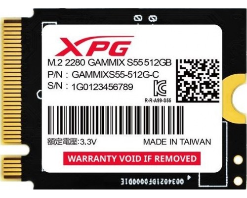 SSD ADATA Gammix S55 512GB M.2 2230 PCI-E x4 Gen4 NVMe (SGAMMIXS55-512G-C)