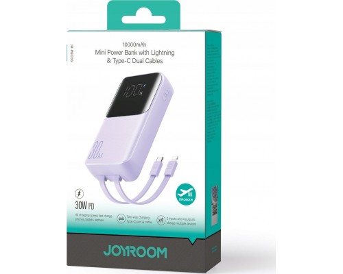 Joyroom Joyroom JR-PBC06 With built-in cable USB-C / Lightning 30W 10000mAh - Purple