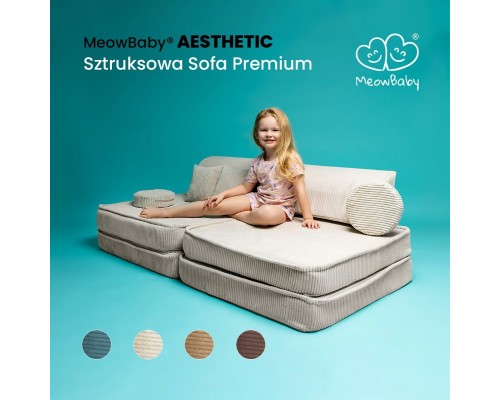 MeowBaby Aesthetic Sztruksowa sofa dziecięca Prem