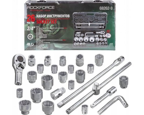 Rockforce ROCKFORCE ZESTAW KLUCZY NASADOWYCH 26el. 3/4