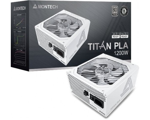 Montech Montech Titan PLA 1200W - 80 PLUS & Cybenetics Platinum Netzteil, modular, PCIe 5.1 - 1200 Watt, weiß