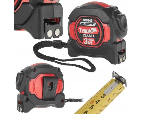Miara zwijana nylon dwustronna z magnesem i autostopem 3m/16mm KLASA I – kartonik wystawowy (12/120)