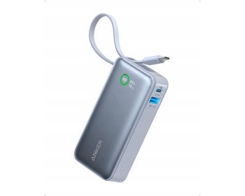 Anker Nano Power Bank (10,000mAh, 30W, Built-In USB-C Cable, Blue)