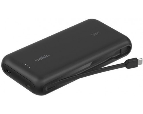 RivaCase 20 000 mAh, 30W, wbudowany kabel USB-C, USB-C, USB-A, Black (BPB024HQBK)