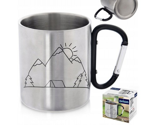 Mug Turystyczny  Stalowy z Karabińczykiem Prezent ORION 350 ml