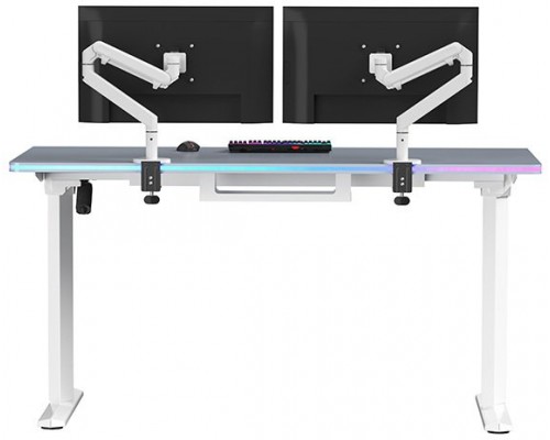 Gaming galds Ultradesk Gaming galds dla gracza QUEST, 140x70cm, 72-120cm, biało-szary