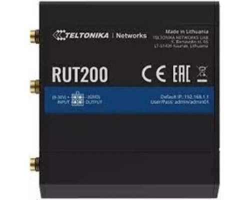 Teltonika LTE Cat 4 | RUT200 | 802.11n | 10/100 Mbit/s | Ethernet LAN (RJ-45) ports 2 | Mesh Support No | MU-MiMO No | No mobile broadband
