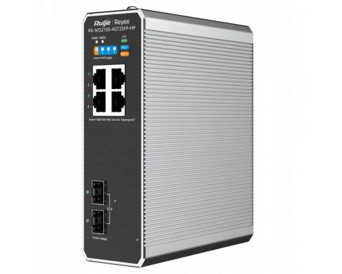 Switch RUIJIE Ruijie Reyee RG-NIS2100-4GT2SFP-HP| Switch  przemysłowy, 6 portów, 4xGE, 1xPoE++, 3xPoE+, 180W, 2xSFP, L2, Cloud