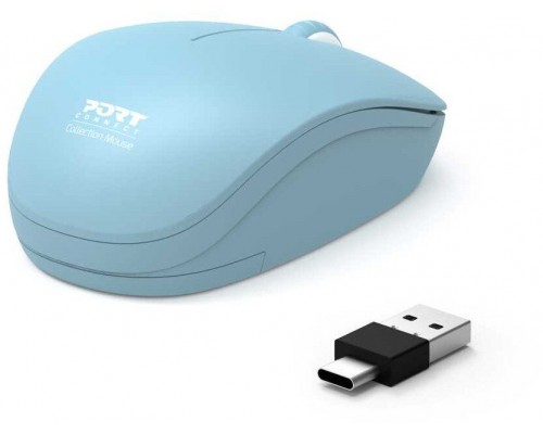 Port Designs 900544, Ambidextrous, Optical, RF Wireless, 1600 DPI, Turquoise