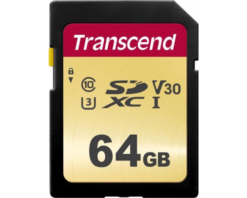SD  Transcend 500S SDXC 64 GB Class 10 UHS-I/U3 V30 (TS64GSDC500S)