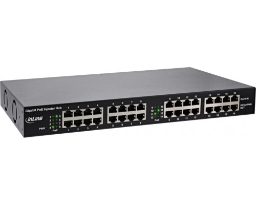 Switch InLine InLine® PoE+ Gigabit Network Injector Hub 16 Port (16x PoE+), 1Gb/s, 19