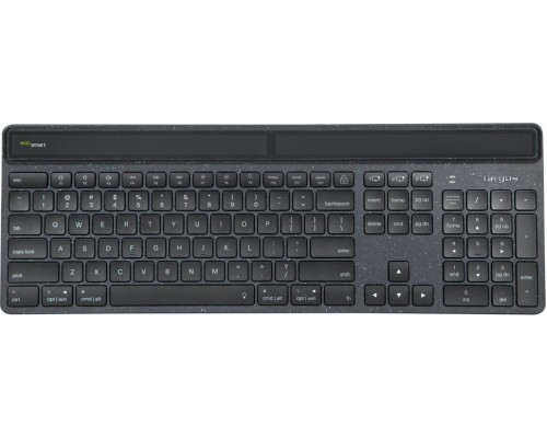 Targus EcoSmart* - - zrównoważone pozyskiwanie energii - antimicrobial - podświetlana - bezprzewodowa - Bluetooth 5.0 - QWERTY - GB - przełączniki: Scissor-Key - czarny - zrównoważone opakowanie